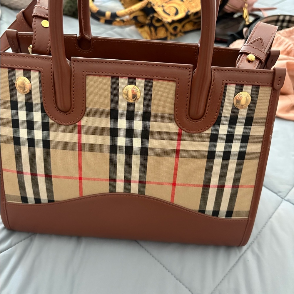 Burberry Tan and Brown Checkered Satchel